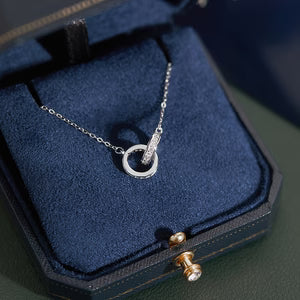 Double-circle Necklace In S925 Sterling Silver Minimalist Design