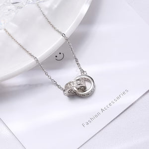 Double-circle Necklace In S925 Sterling Silver Minimalist Design