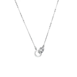 Double-circle Necklace In S925 Sterling Silver Minimalist Design