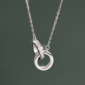 Double-circle Necklace In S925 Sterling Silver Minimalist Design